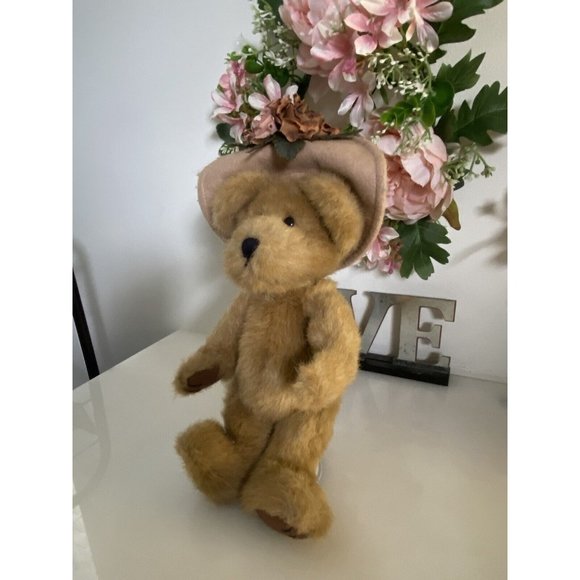 Vtg Boyd’s Bear Teddy Bears w Flowered Hat Floral Posable Farmhouse Cottagecore - Picture 12 of 16